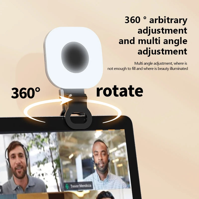 Mini LED Smartphone Selfie Fill Light 3 Modes with Adjustable Brightness Clip Portable Video Light for Tiktok Camera Mobile Ipad