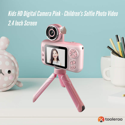 Kids HD Digital Camera Pink - Children's Selfie Photo Video 2.4 Inch Screen-1