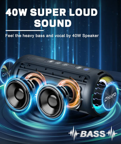 40W Waterproof Bluetooth Speaker with LED Light (Black)-2